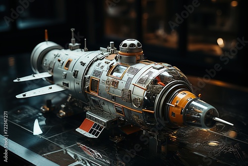 Intricate space station model with complex design elements