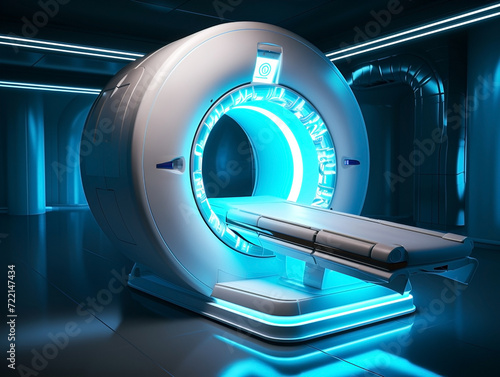 advanced mri or ct scan medical diagnosis machine at hospital lab as wide banner with copy © Iryna