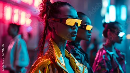 Futuristic woman in avant-garde attire 