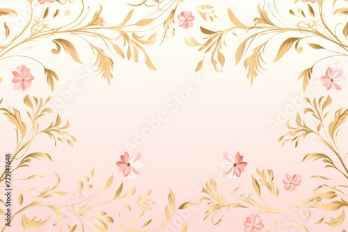 light goldenrod and pale pink color floral vines boarder style vector illustration 
