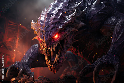 Fantasy dragon in the dark. 3D illustration