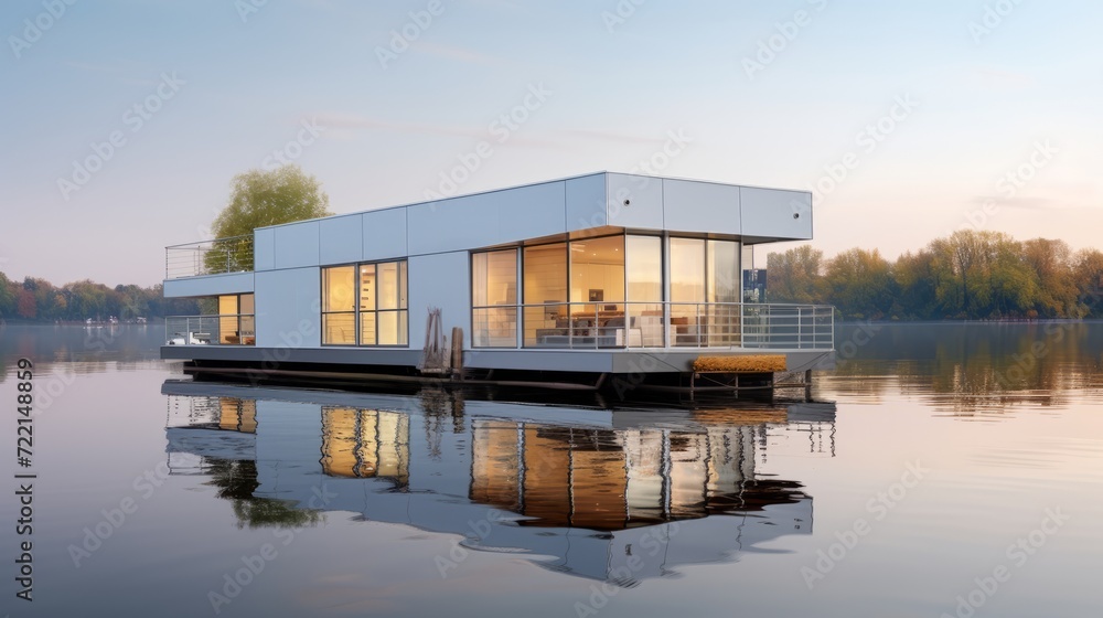 Modern house on the water. 3d render. Business concept. Modern house on the water. 3d render. Business concept.
