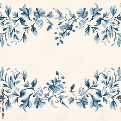 light ivory and dusty blue color floral vines boarder style vector illustration  © GalleryGlider