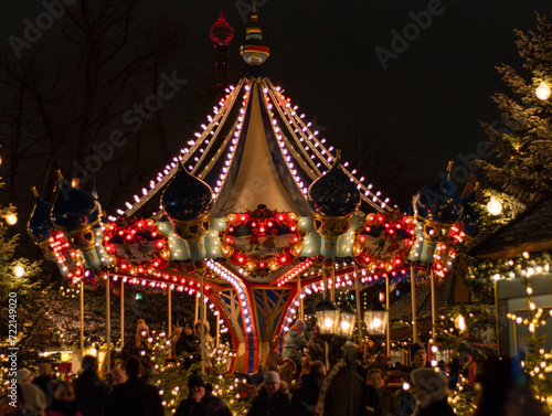 Carousel in Tivoli. Christmas entertainment in Denmark. 