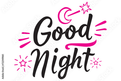 Handwritten Good Night Text Vector illustration