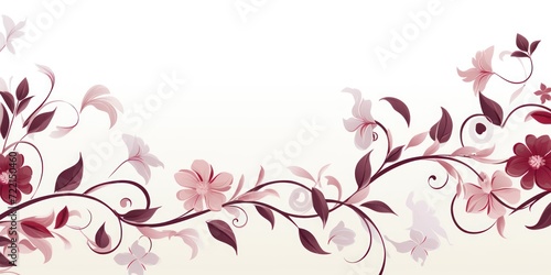 light maroon and pale slate color floral vines boarder style vector illustration 