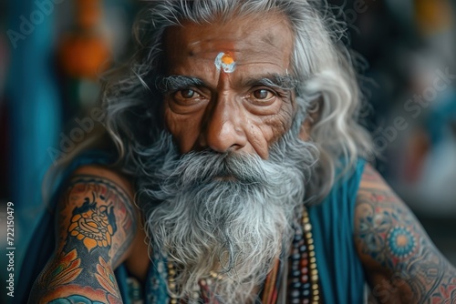 Indian traditional tattoo artist using ancient techniques to create cultural tattoos.