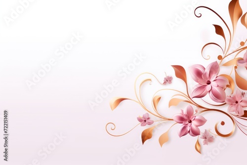 light orchid and pale copper color floral vines boarder style vector illustration