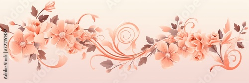 light papayawhip and dusty peach color floral vines boarder style vector illustration