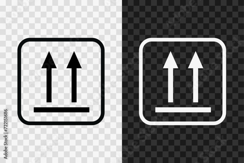 Vertical position symbol for shipping box, parcel.