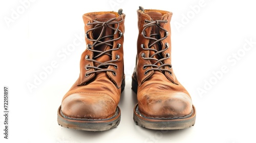 A pair of brown boots, white background