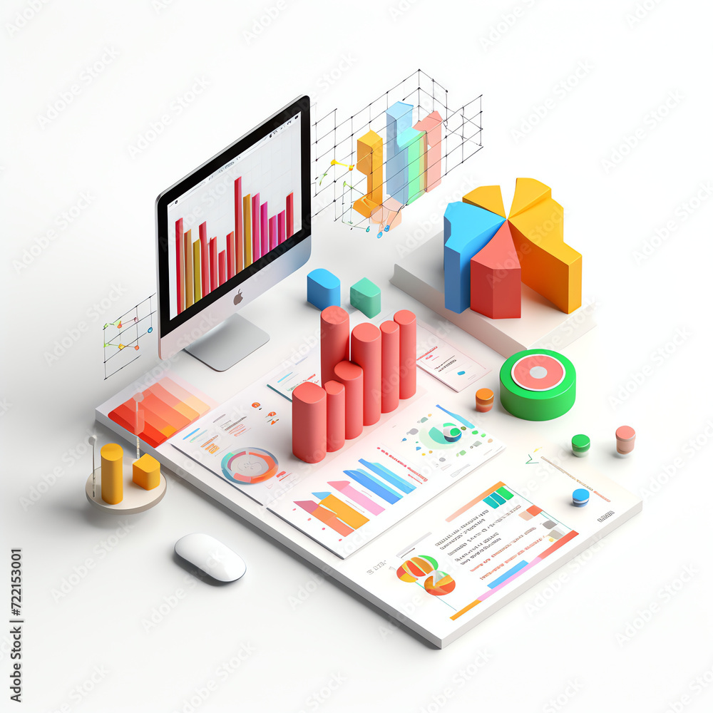 3D Cute Colorful Model of Data Analyst 3D Cute Colorful Model of Data Analyst