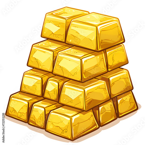 Gold isolated on white background  cartoon style  png 