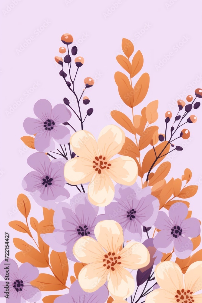 Lilac vector illustration cute aesthetic old rust paper with cute rust flowers