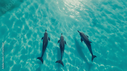 Golfinhos nadando vistos de cima - Papel de parede © vitor