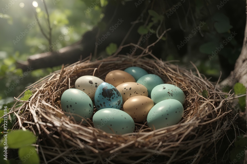 Obraz premium easter eggs in a nest