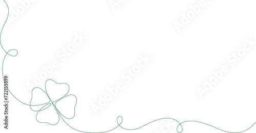 one continuous line drawing of clover. good luck floral symbol in simple linear style. concept for web banner saint patrick day