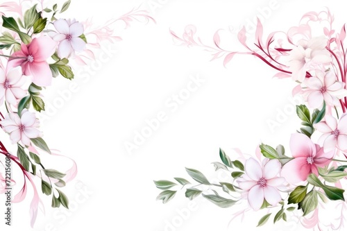 Frame with colorful flowers on white background. Greeting card design for holiday  Mother s day. Springtime composition with copy space. Flat lay  top view