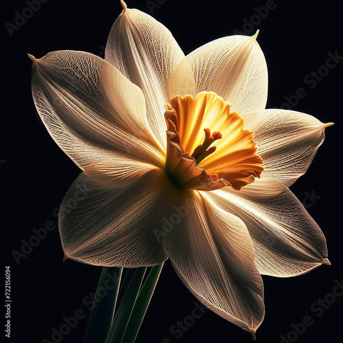 Narcissus isolated on black background. Flowers and plants in spring. AI generated photo