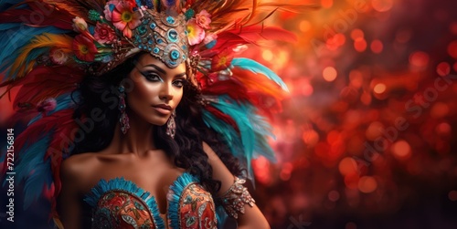 Bautiful Brazil woman in Rio carnival banner