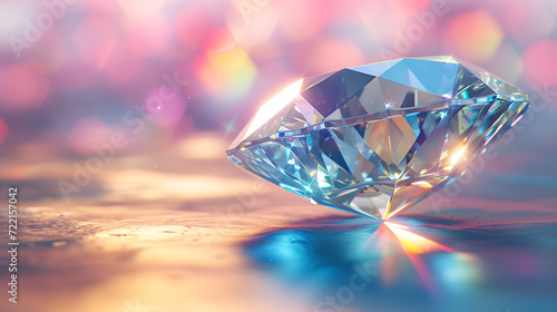 3d illustration of jewelry diamond rock with light reflection  copy space  generative ai