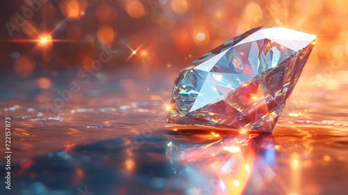 3d illustration of jewelry diamond rock with light reflection  copy space  generative ai