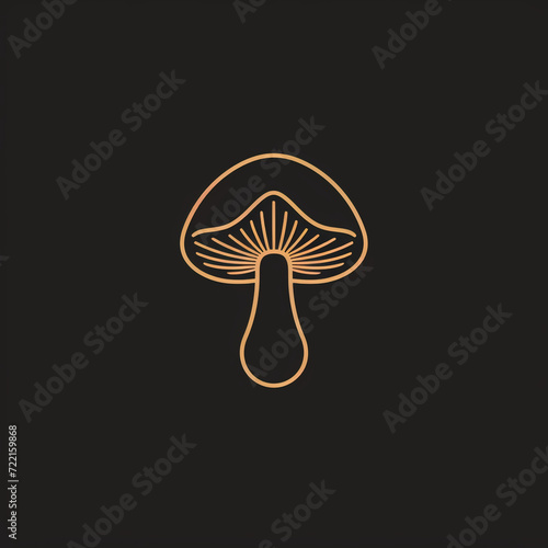 single line trendy minimalist mushroom logo sign with silhouette for conspicuous flat modern logotype design