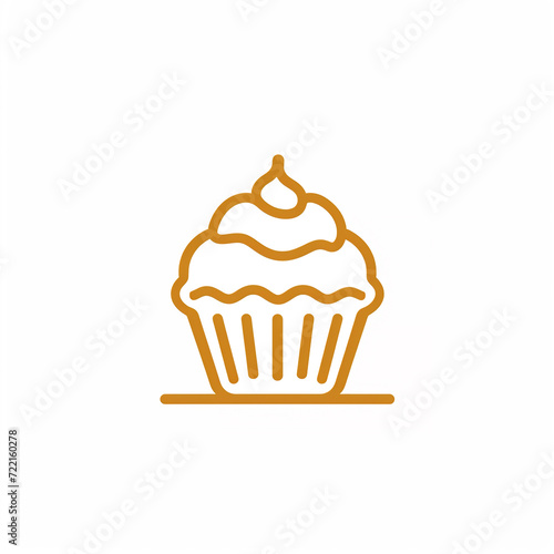 single line trendy minimalist cupcake logo sign with silhouette for conspicuous flat modern logotype design