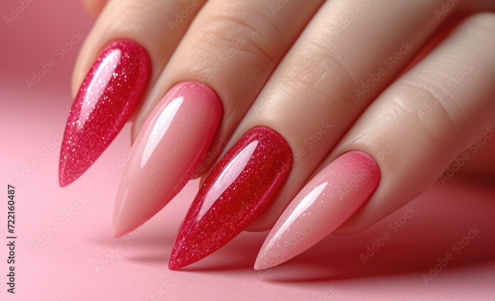 hand with pink manicure hand with pink manicure
