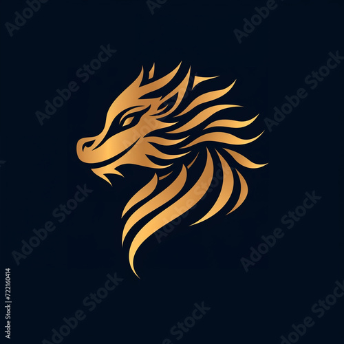 single line trendy minimalist dragon head logo sign with silhouette for conspicuous flat modern logotype design