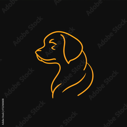 single line trendy minimalist dog logo sign with silhouette for conspicuous flat modern logotype design