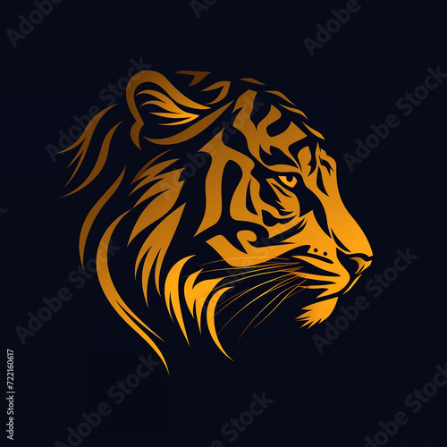 single line trendy minimalist tiger head logo sign with silhouette for conspicuous flat modern logotype design