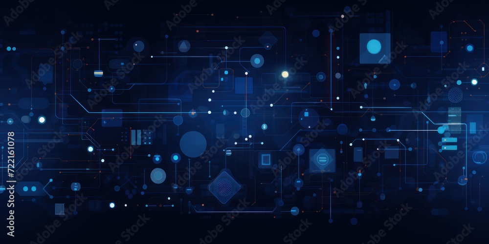 Midnight blue abstract technology background using tech devices and icons