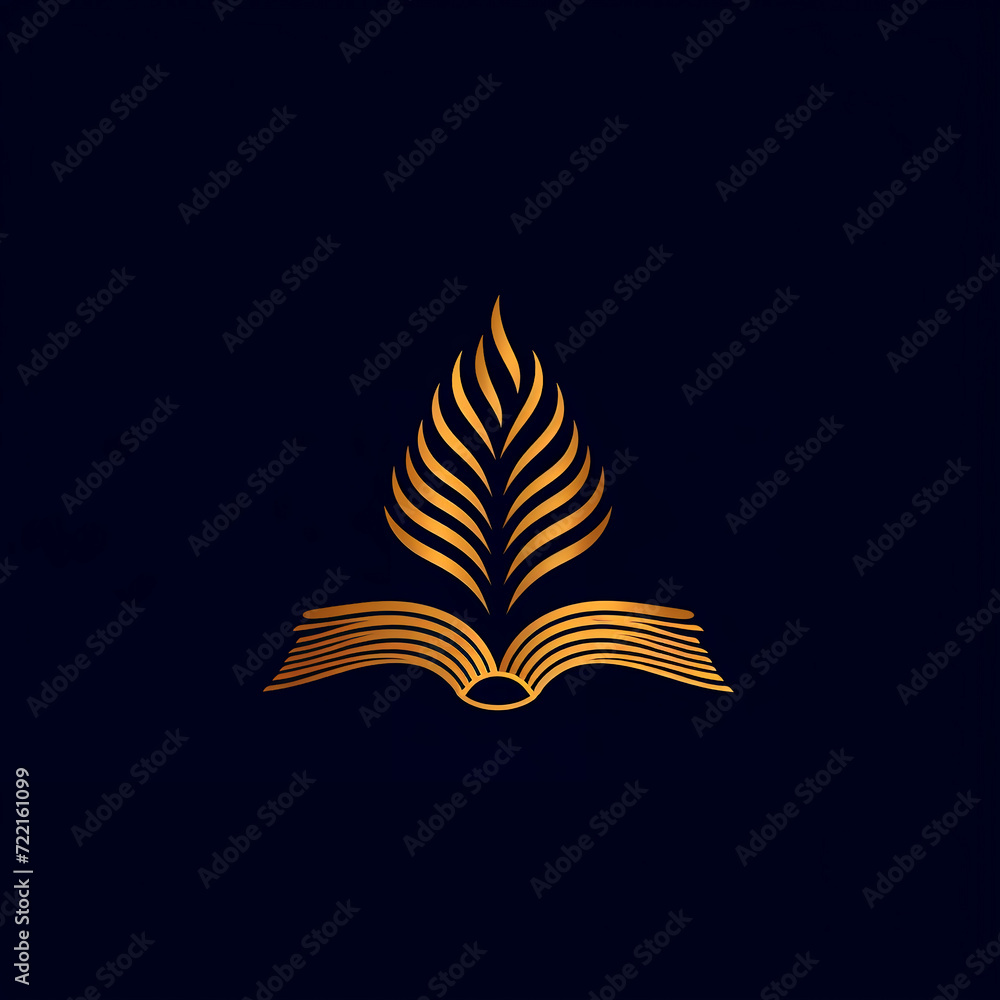 single line trendy minimalist book with plant logo sign with silhouette for conspicuous flat modern logotype design