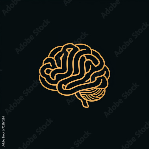 single line trendy minimalist brain logo sign with silhouette for conspicuous flat modern logotype design