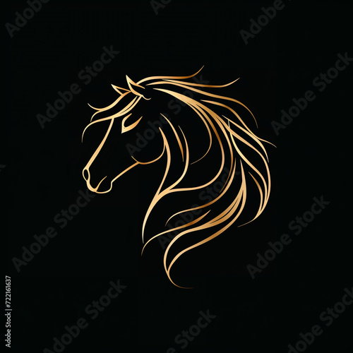 single line trendy minimalist horse head logo sign with silhouette for conspicuous flat modern logotype design