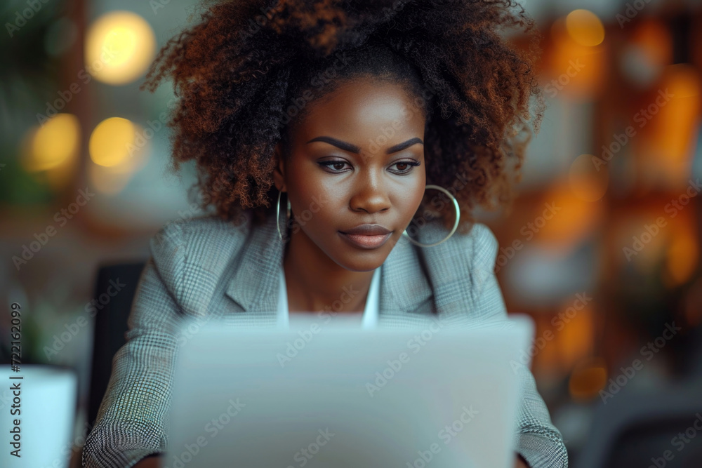 african American woman working on laptop african American woman working on laptop