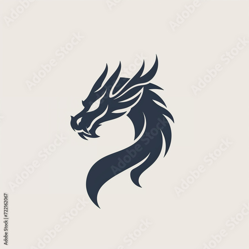 single line trendy minimalist dragon head logo sign with silhouette for conspicuous flat modern logotype design