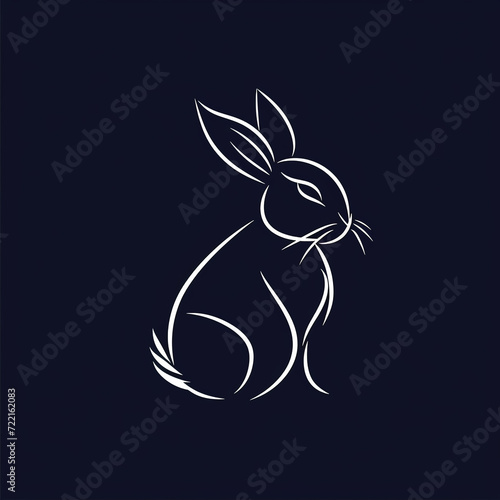single line trendy minimalist rabbit logo sign with silhouette for conspicuous flat modern logotype design