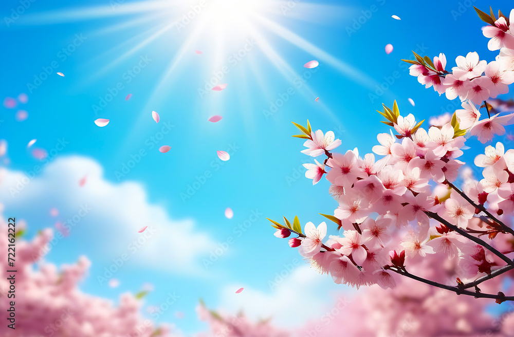 Cherry blossoms flowers in blooming on branch on pink background. Spring and romantic Sakura, apple tree. Sky background banner Cherry blossoms flowers in blooming on branch on pink background. Spring and romantic Sakura, apple tree. Sky background banner