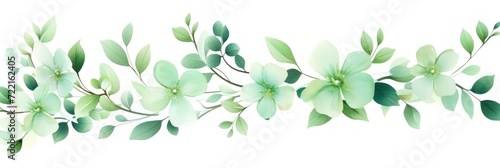 Mint green several pattern flower, sketch, illust, abstract watercolor, flat design © Celina