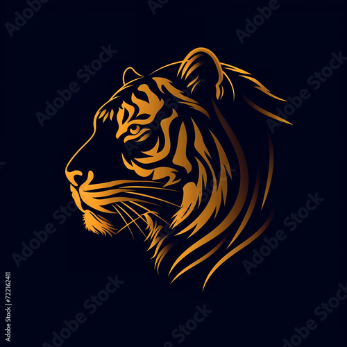 single line trendy minimalist tiger head logo sign with silhouette for conspicuous flat modern logotype design