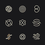 single line trendy minimalist set of logo signs and symbols for conspicuous flat modern logotype design