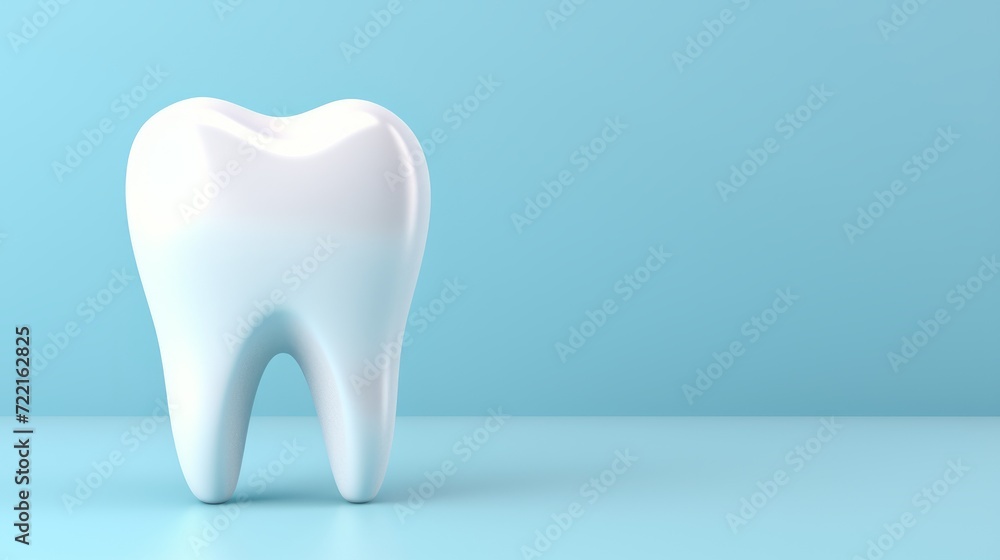 3D image of a tooth on a blue background, space for text. Background for dental themes 3D image of a tooth on a blue background, space for text. Background for dental themes