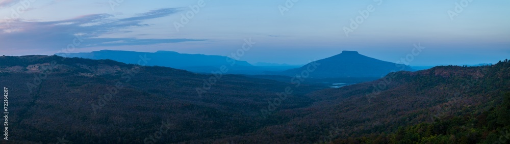 Panoramic beautiful mountains in deep forest at Thailand.