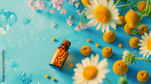 bach flower remedies - homeopathic pills and flowers