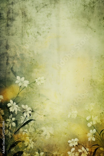 olive abstract floral background with natural grunge textures © Celina