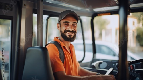 Smiling portrait of a young male bus driver © Krtola 
