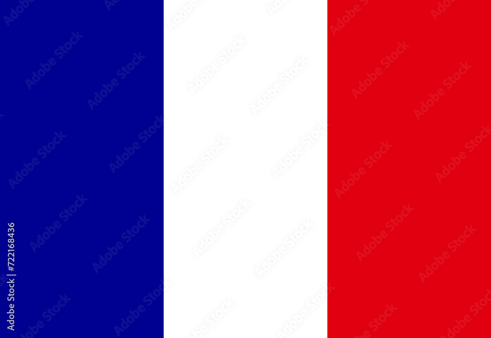 Flag of European country France with colors blue white and red. Illustration made January 28th, 2024, Zurich, Switzerland.