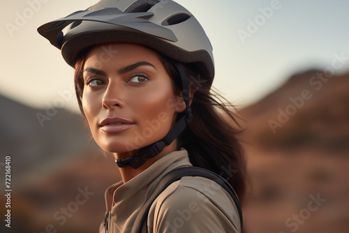person with bicycle helmet